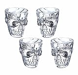 Kitchencraft Spookily Does It – novedad plástico calavera vasos de chupito, 50 ml (Juego de 4), claro, juego de 4