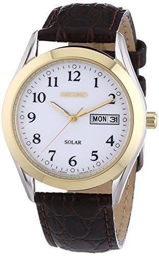 Seiko Herren-Armbanduhr XL Solar Analog Quarz Leder SNE056P9 Seiko Herren-Armbanduhr XL Solar Analog Quarz Leder SNE056P9