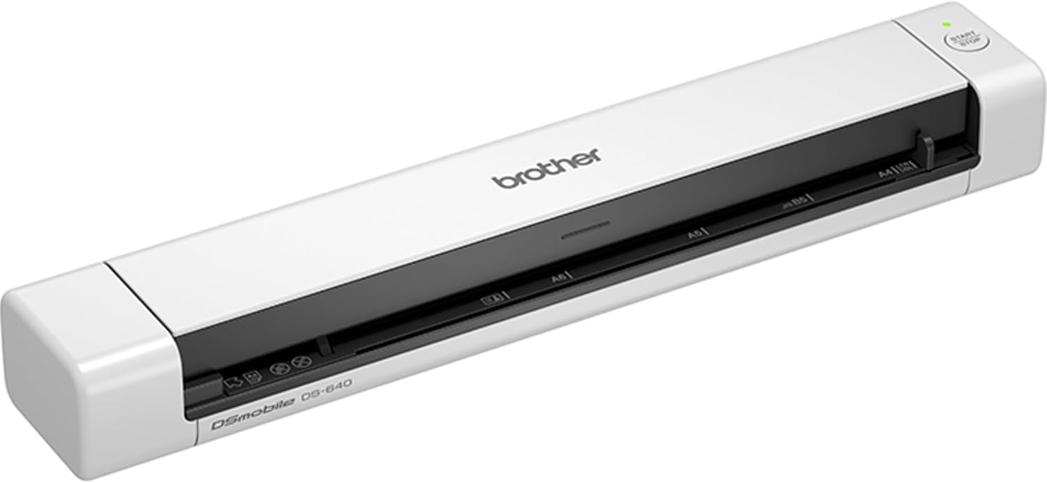 Brother DS-640 Document Scanner, USB 3.0, DSMobile, Portable, 15PPM, A4 Scanner, Includes Micro USB Cable, White