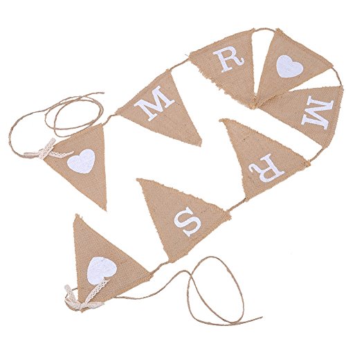 Vintage Affair Mr & Mrs Jute Flagge Fahne für Hochzeit oder Party - 4