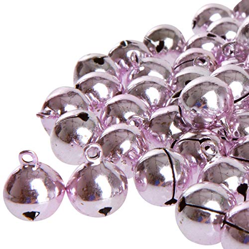 100 cascabeles con campanilla aprox. 17 x 13 mm, de cobre, con ojal, Kleenes Traumhandel®, rosa claro