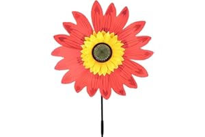 JAWSEU Girandola a Vento, Mulino a Vento di Girasole Girandola con Fiore Girasole Decorativo per Bambini, Decorazione da Giardino Colorata per Esterni