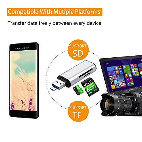 Philonext 3 in 1 lettore di schede di memoria USB C (Silver)