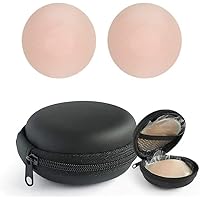 dclub Nipple Covers Reusable Comfortable & Natural Invisible Adhesive Silicone Pasties for Women, Round (Skin)