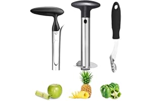 CCYY Cortador de Piña, Pelador de Piña, Vaciador de Manzana, Pimiento Jalapeño Corer, Cortador de Piña de Acero Inoxidable, Se Utiliza Para Manzanas, Peras, Piñas, Pimientos, Calabaza Amarga, 3 Piezas