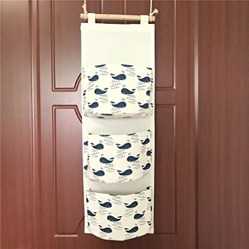 Fieans Hängende Tasche, Bad Wand Utensilo,Multifunktionale Wohnzimmer Schlafzimmer Hängenden 3 Taschen-Wal - 2