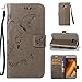 Produktbild Hülle für Samsung Galaxy A5 2017,Samsung Galaxy A5 2017 Lederhülle,PU Leder Tasche für Samsung Galaxy A5 2017,Leweiany Elegant Luxus Extra Dünn Tasche Grau Premium Schmetterling Blumen Muster Leder Brieftasche Flip Wallet Ständer Cover in Book Style Tasche Case Handyhülle Schutzhülle mit Kartenfach Aufstellfunktion Magnetverschluss für Samsung Galaxy A5 2017 Schutzhülle Handytasche