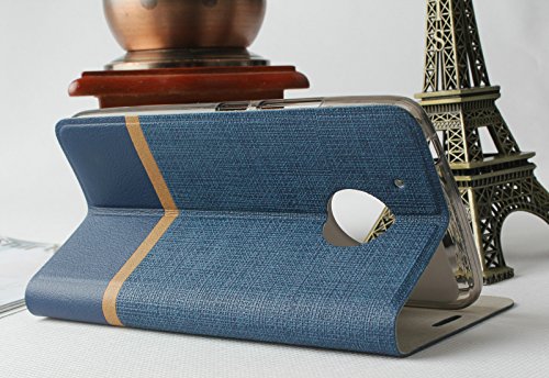 Lively Life Motorola Moto G5 hülle – Premium Luxuriös PU lederhülle[Vollständigen Schutz] [Kreditkartenfach] Folio Flip Tasche Schutzhülle im Denim Pattern für Lenovo Moto G5(Denim-Blue) - 3