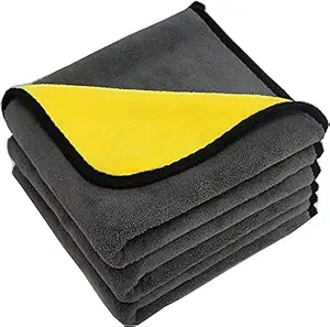 Jiyatech Cloth for Car Cleaning and Detailing, Extra Thick Plush Microfiber Towel Lint-Free | Pack 1 (Yellow)