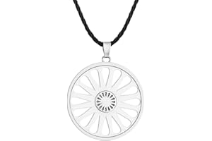 LUTAKU Collar con colgante de rueda de chakra romaní para hombres y niños, gitanos, gitanos, cadena de cuero, amuleto de símbolo indio Ashoka, Cuero