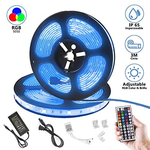 Augenblick Luz Tiras LED, 10 metros, 300 LED Multi-colores, Control remoto, IP65 Impermeable