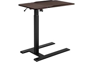 SIHOO D01 Tables de lit médicales Inclinable et Réglable avec roulettes, Bureau Mobile Pneumatique pour Ordinateur Portable, Mobile Support Ordinateur Portable lit（Noyer foncé）