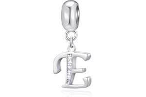 GLOWDAS 26 lettres charms initiale a-z alphabet perles pendentif, pour bracelet de bricolage européen, lettre pendentif en argent sterling 925 avec breloques cz, cadeaux pour fête des mères/famille/amis