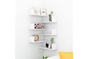 Coavain Estante de Esquina Pared 2 uds Madera 40x40x50 cm Corner Shelf Muebles Esquineros Estante Esquina Librero Flotante Estante Libros Pared Estante Flotante Estantes Madera Blanco Brillo