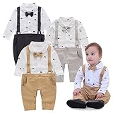G-kids Baby Jungen Strampler Smoking Gentleman Anzug Einteiler Langarm Outfits Herbst-Frühling Kleidung Jumpsuit Spielanzug Taufkleidung (Schwarz, 70/3-6 Monate)