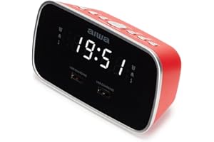 ‎AIWA AIWA CRU-19RD Radiowecker, Digital, Dual-USB-Ladegerät zum Aufladen von Smartphones und Tablets