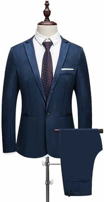 Costume Homme Mariage Classique Slim Fit Noir 2 Pièces Veste