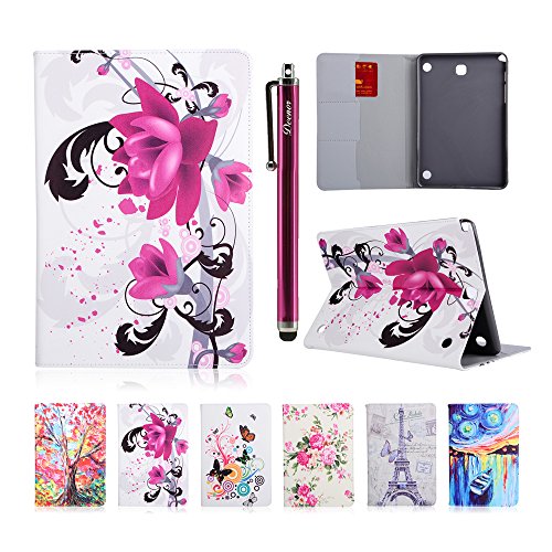 Galaxy Tab A 9.7 T550 Hülle, Deenor Oil painting Design Flip Tasche PU Leder Abdeckung Stand Schutzhülle für Samsung Galaxy Tab A 9.7 SM-T550. (Ink lotus)