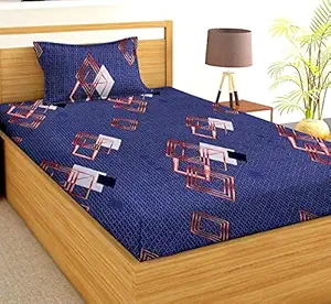 VAS COLLECTIONS Bedsheet 160 TC Single Abstract Microfiber Bedsheet with 1 King Size Pillow Covers (Light Blue)