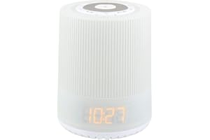 Soundmaster UR230WE UKW-PLL radiobudzik z budzikiem, naturalne dźwięki, kolorowa lampka nocna LED, światło wschodu słońca, 2 godziny budzenia, funkcja weekendowa