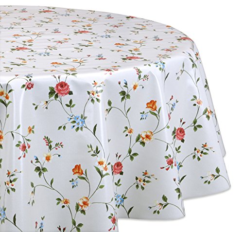 Wachstuchtischdecke OVAL und RUND Motiv u. Größe wählbar, Tischdecke Wachstuch abwischbar (Blümchen Klassisch Rund 120 cm)