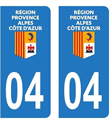 Lot 4 Autocollants Plaques Immatriculation Département 05 Hautes-Alpes - Blason PACA, Dimensions 10x4,5 Cm - 11
