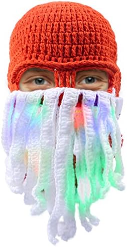 Party Hat, Aomeiqi Led Hat Octopus Beanie Christmas Hat Flashing Hat Silly Hat with Three Flashing Mode, Light up Novelty Hat Funny Hat Beanie Hat Cap for Disco, Party, Birthday (Red)