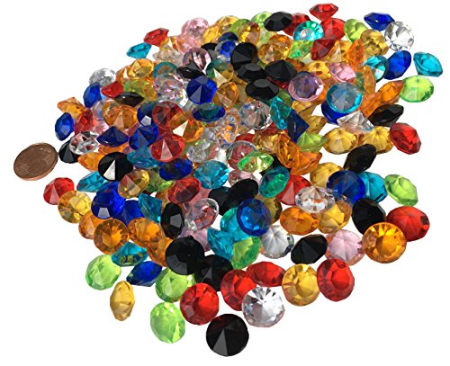 400 Stück 11mm glitzernde bunte + klare transparente Deko Diamanten Brillianten Strasssteine Acrylsteine transparent klar kristall basteln Gltzersteine Schmucksteine Strass Steine zum Verzieren Dekorieren von CRYSTAL KING - 3