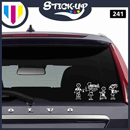Kit 4 pezzi Family Stickers - GLI ORIGINALI ADESIVI FAMIGLIA ON BOARD - FAMILY STICKERS VETRO AUTO | FIAT PANDA 500 CINQUECENTO GRANDE PUNTO BRAVO CROMA QUBO DOBLO IDEA SEDICI 500c 500L 500X