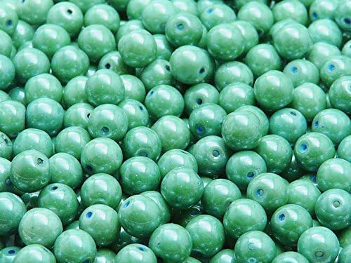 50 pcs Czech Glass Pressed Beads Druk Round 6 mm Chalk Green Luster