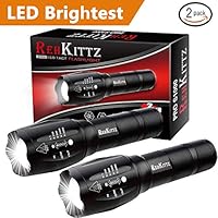 REHKITTZ Torcia Super Luminosa Portatile LED Torcia (2 Confezioni), 1000 Lumen Torcia Elettrica,Militare Torcia,Tattica Torcia,Impermeabile IP44 e 5 modalità di Illuminazione