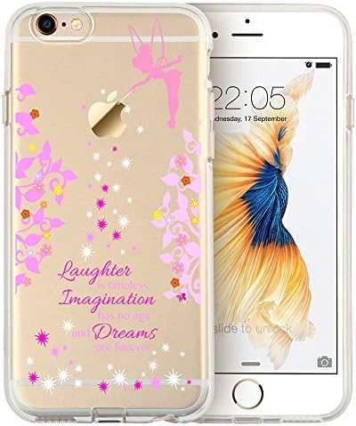 Cartoon Princess Fairy CLEAR Hybrid TPU Surround with Hard Back Mobile Cover Case for iphone 7 (4.7")-Princess Fairy Quote Disney Theme – FREE Screen Protector Included!