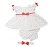 Baby Girls Summer White Dress With Navy Pinspot & Red Bows Design Inc Knickers & Headband - 3-6 Months