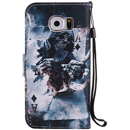 Feeltech Samsung Galaxy S6 Hülle PU-Leder und Brieftasche Bunte Muster Fall mit Magnetverschluss, Hybrid-Kickstand mit Stand-Funktion, schlagen Sie schützende weiche TPU Stoßstangenabdeckung und Kreditkartenhalter für Samsung Galaxy S6 Handgelenk Bügel-Buch-Art-Geldbeutel-Tasche mit 2 In 1 Berühren Sie Stift – Schürhaken - 3