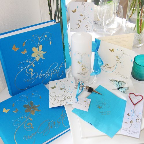 Gästebuch zur Hochzeit ‚Schmetterling‘ türkis - 3
