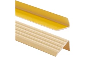 ProfiPVC Perfil de PVC autoadhesivo de borde para escaleras 41mm x 25mm en Forma de L, Tiras antideslizantes para peldaños, Esquina para cantos - Cantonera Protector, 200cm, Crema