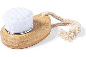 CEZARO - Brosse nettoyante de visage en bois naturel avec fibre exfoliante fine et douce et poignée ergonomique (Tospin)