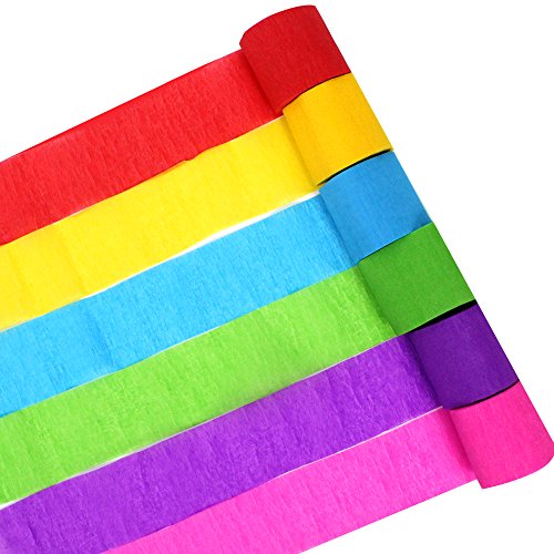 Coceca 24 Krepp-Bänder faltige Schleifenpapierrolle, sechs Farben, als Dekoration für verschiedene Geburtstagspartys, Hochzeitsfeiern und andere Feste - 4
