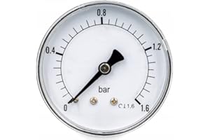 KNM TRADE Manomètre 1/4" arrière axial, Ø63mm, 1 bar – manomètre de précision pour applications variées