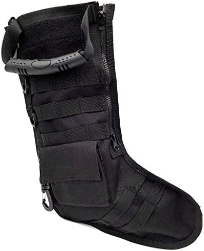 Antifire Military Tactical Christmas Stocking Xmas Scok Storage Bag with Molle Gear Gift Bag Pocket Hang on Christmas Tree Greasto for Hiking,Camping,Travelling,Hunting(Black)