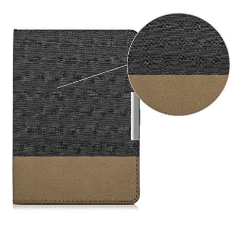 kwmobile Hülle für Tolino Vision 1 / 2 / 3 / 4 HD – Flipcover Case eReader Schutzhülle – Bookstyle Klapphülle Schwarz Braun - 6
