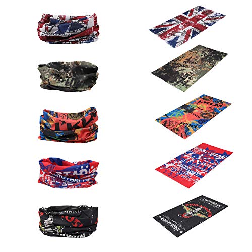iOutdoor Products Multifunctional Headwear Seamless Breathable 5pcs,Headband Bandana UV Protection Fast Dry Bandana Scarf Soft Stretchy for Women Men Youth