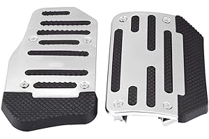 ‎KIMISS KIMISS Universal Auto Bremspedal und Gaspedalabdeckungen, Aluminiumlegierung Rutschfeste Pads für Auto Bremspedal und Gaspedal, AT Automatikgetriebe Fahrzeugmodifikation(Silber)