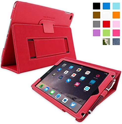 Snugg iPad Air 2 Case Smart Cover with Kick Stand & Lifetime Guarantee (Red Leather) for Apple iPad Air 2 (2014)