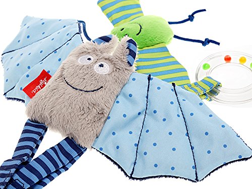 sigikid, Mädchen und Jungen, Aktiv-Anhänger Fledermaus mit Rassel, Baby bite me, Blau/Grün, 41013 - 5