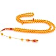 99 Yellow Dice Original Squeezed Amber Rosary System Tasseled