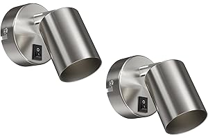 ledscom.de 2 unid. aplique WAIKA, interruptor, acero inoxidable mate, redondo, 1x GU10 máx. 60W