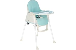 M.J COMFY-LIFE 3-in-1 Convertible Baby High Chair – Adjustable Toddler Feeding Chair with Removable Tray, 5-Point Harness, and Wooden Legs – Suitable from 6 Months to 5 Years (Blue)