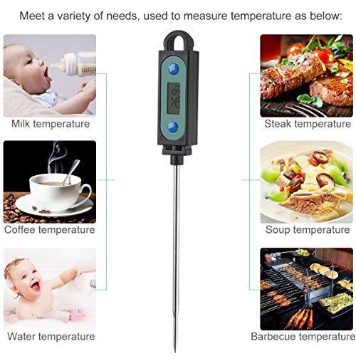 UEETEK Digitaler Kochen Thermometer, Sonden-Thermometer Edelstahl-Thermometer LCD-Bildschirm,Ideal für Braten, Grill, BBQ und Badewasser - 2