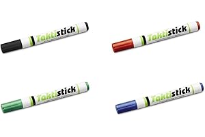 Taktistick-Marker-Set - 4 Marker (trocken abwischbar) + 1 Reinigungstuch für alle Taktifol-Varianten (auch für Taktiktafeln und Whiteboards)